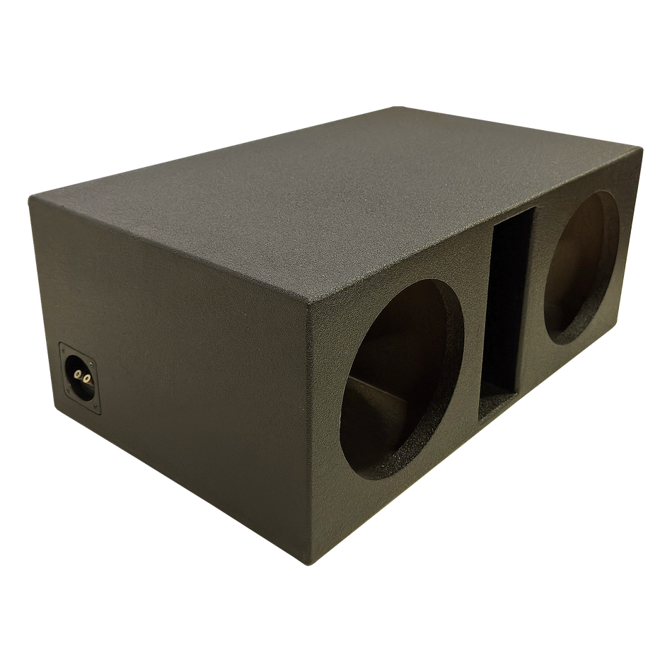 Atrend SPL-10DV Dual 10" Slot-Ported Subwoofer Enclosure, 1" MDF Face, 3/4" Body, Tuned to 35Hz, 1.25 cu ft per Sub, Bedliner Finish, Spring-Loaded Terminals