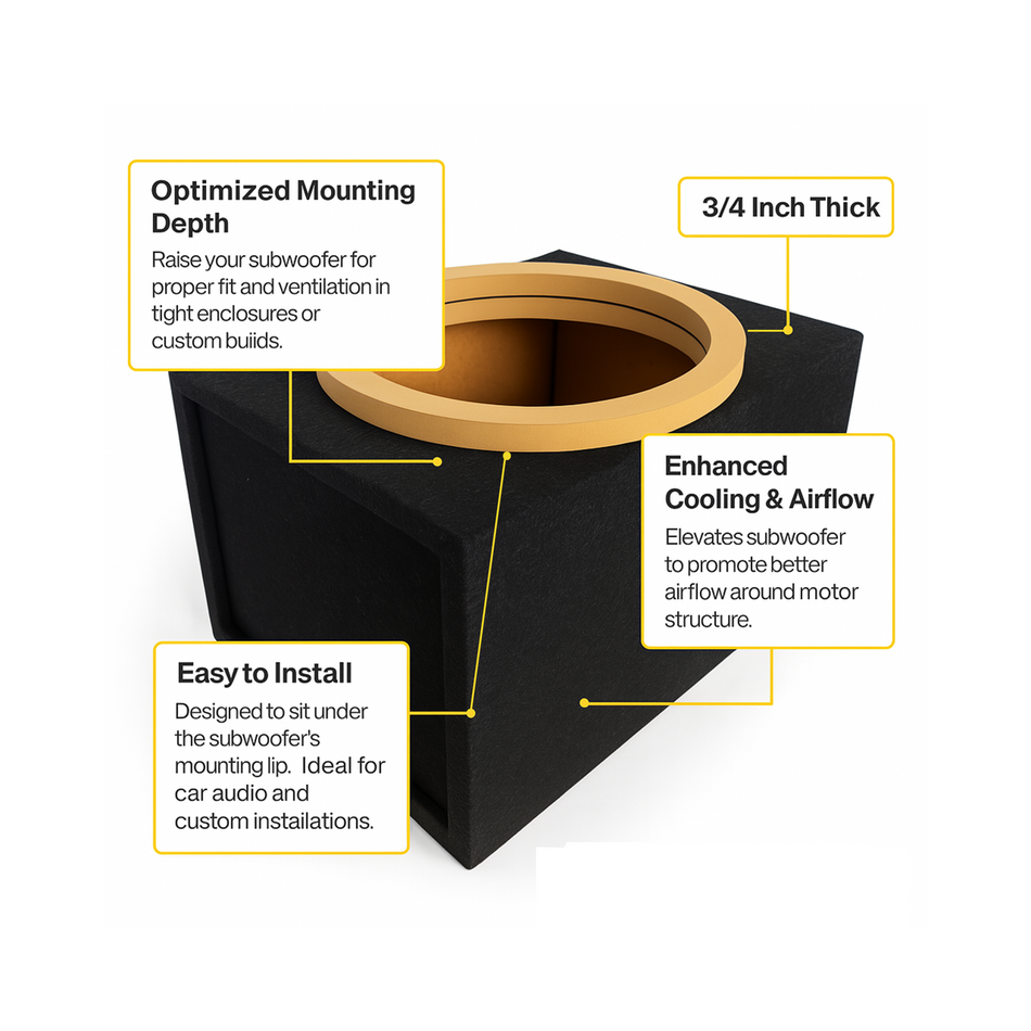 10" Premium MDF" Subwoofer Spacer Ring - Premium MDF Pair