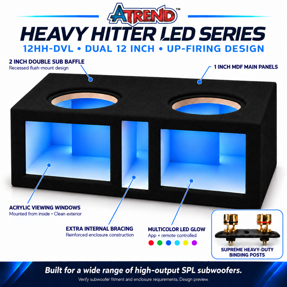 12HH-DVL | Heavy Hitter LED Dual 12-Inch Vented Subwoofer Enclosure