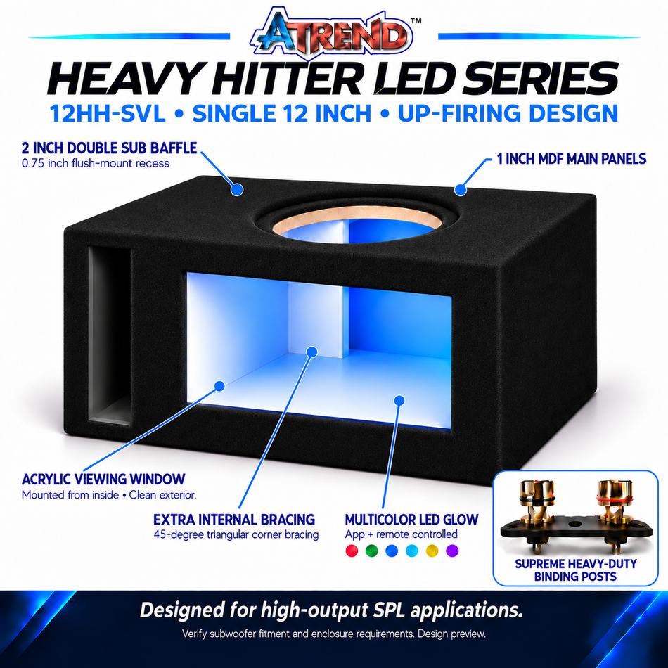 12HH-SVL | Heavy Hitter LED Single 12-Inch Vented Subwoofer Enclosure