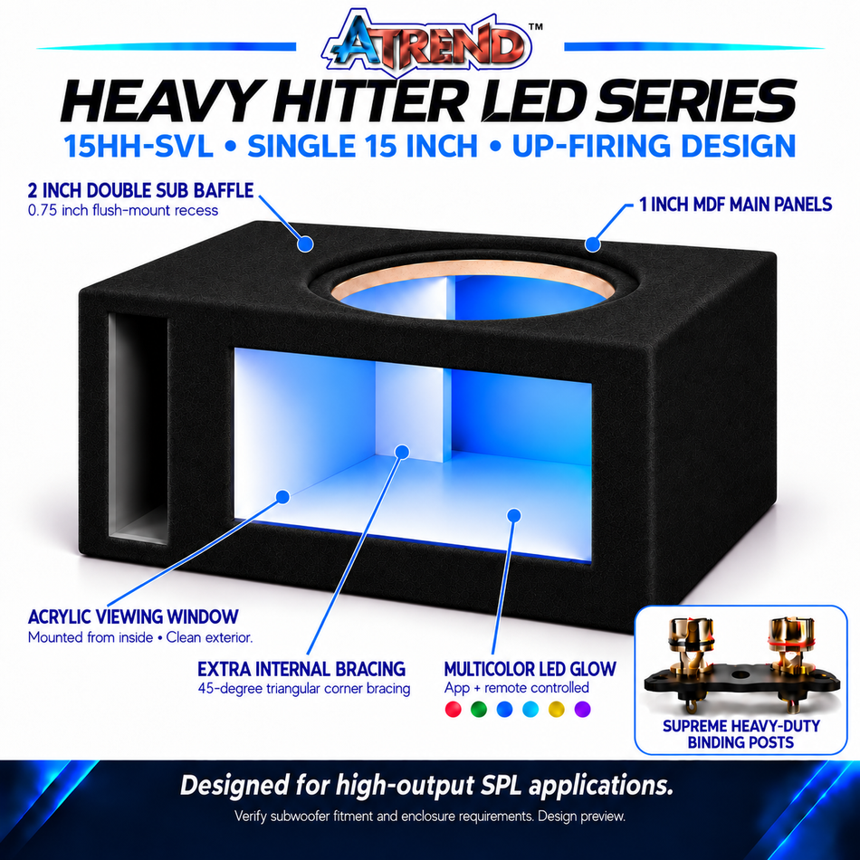 15HH-SVL | Heavy Hitter LED Single 15-Inch Vented Subwoofer Enclosure