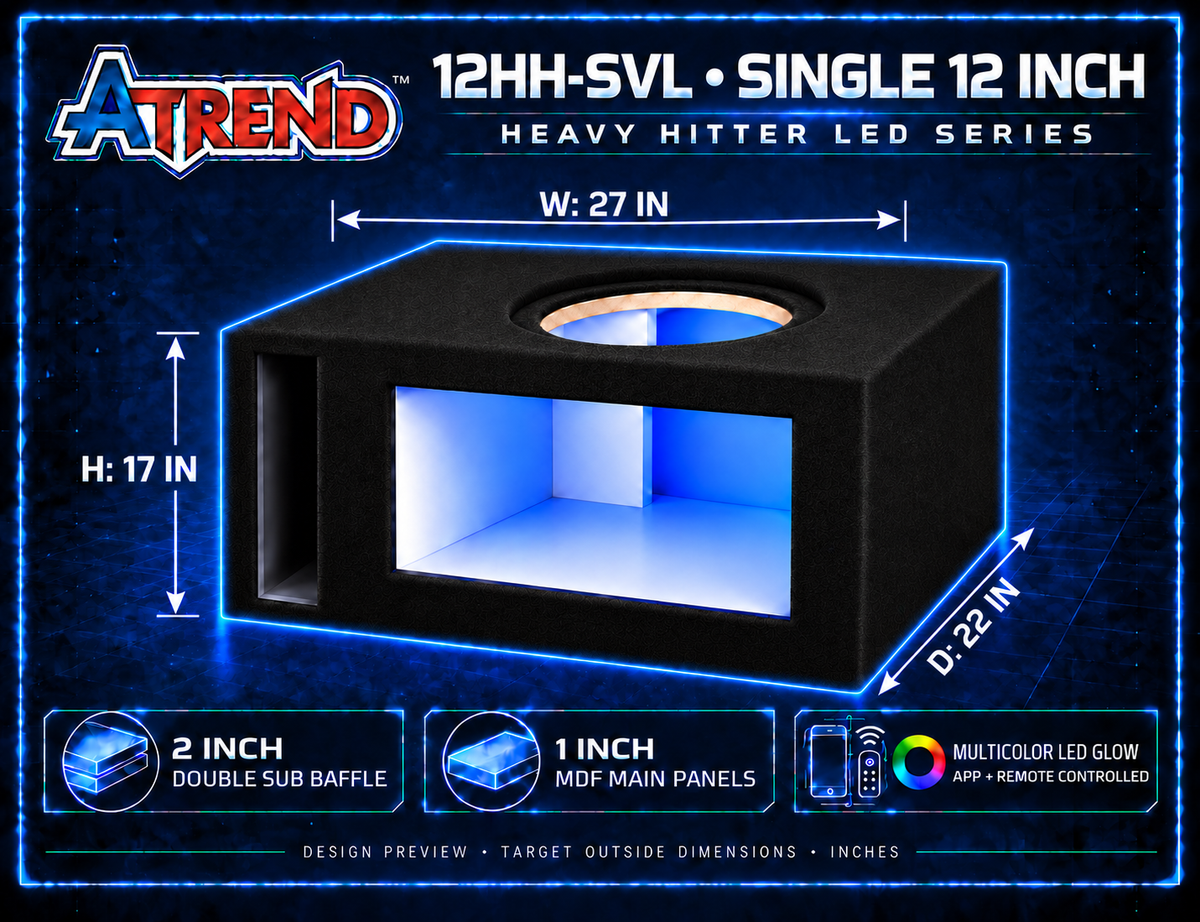 12HH-SVL | Heavy Hitter LED Single 12-Inch Vented Subwoofer Enclosure