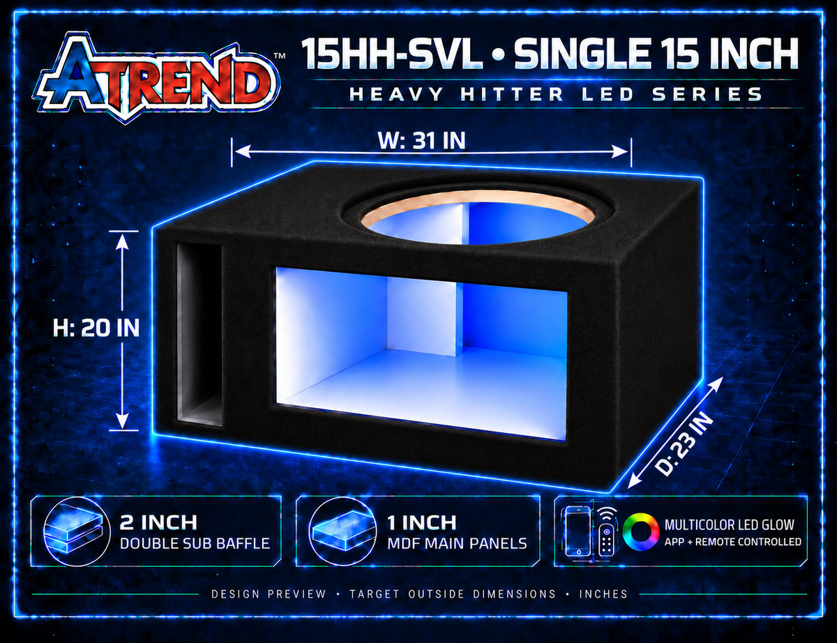 15HH-SVL | Heavy Hitter LED Single 15-Inch Vented Subwoofer Enclosure