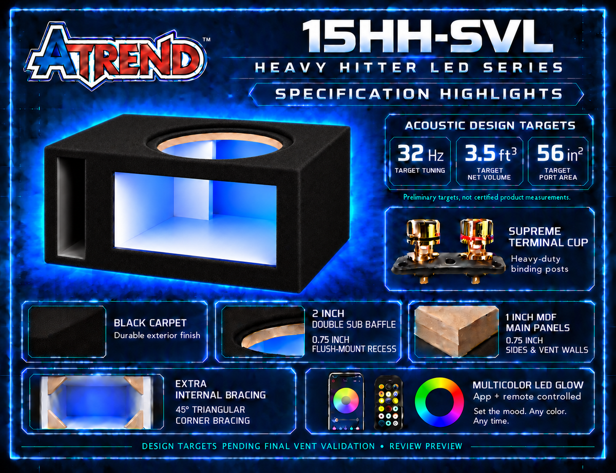 15HH-SVL | Heavy Hitter LED Single 15-Inch Vented Subwoofer Enclosure