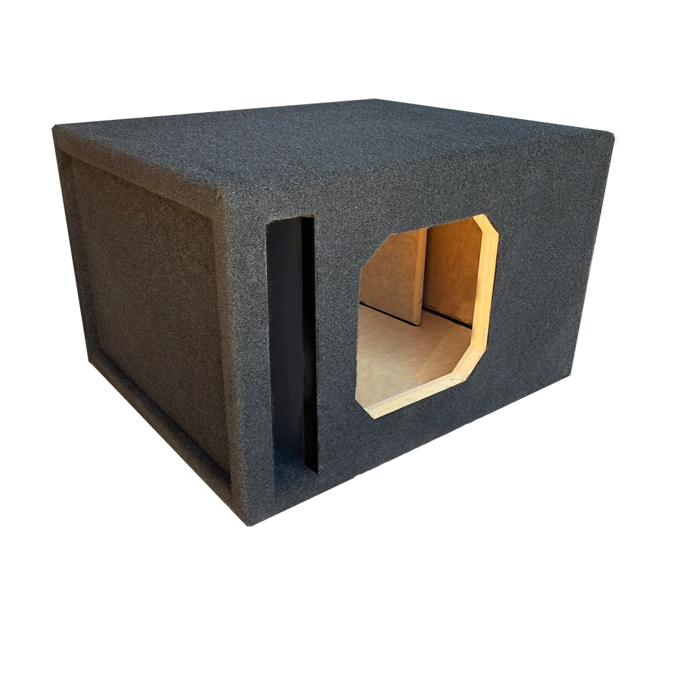 8" Single Solo X Black Plush Carpeted Single Vented Enclosure - All 1" Construction with Extra Bracing - Proudly USA Built