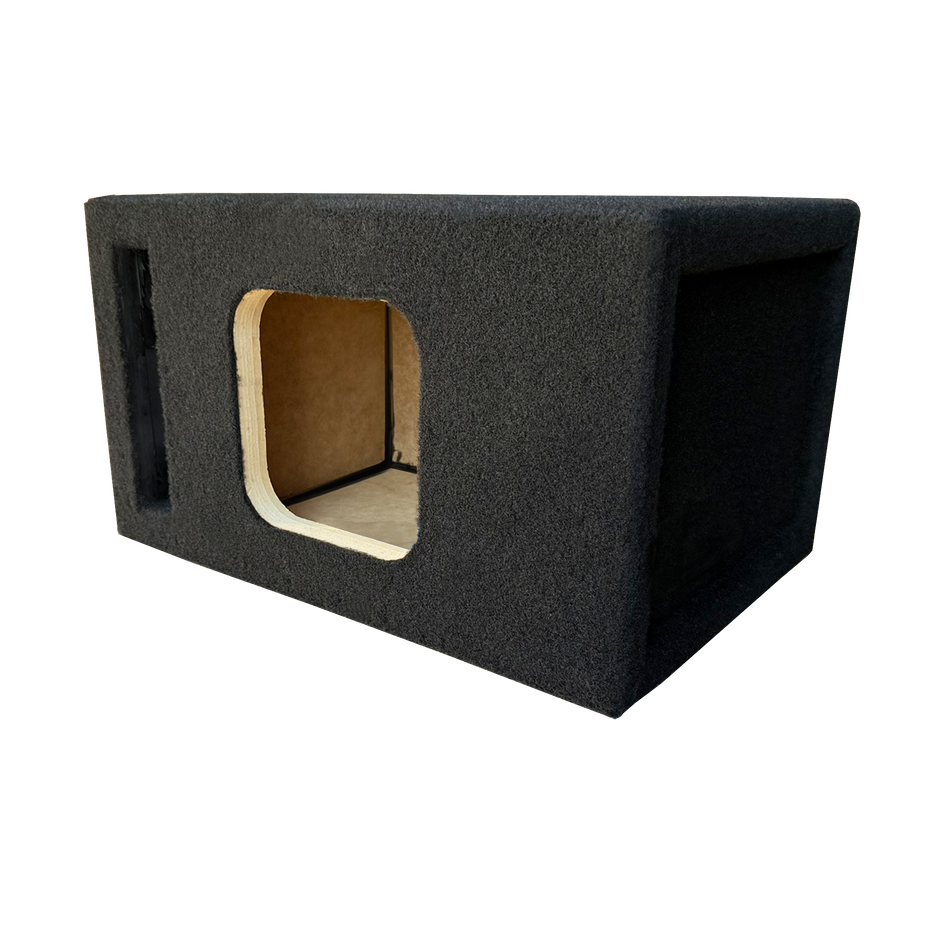 10" Single Solo X Black Plush Carpeted Single Vented Enclosure - All 1" Construction with Extra Bracing - Proudly USA Built