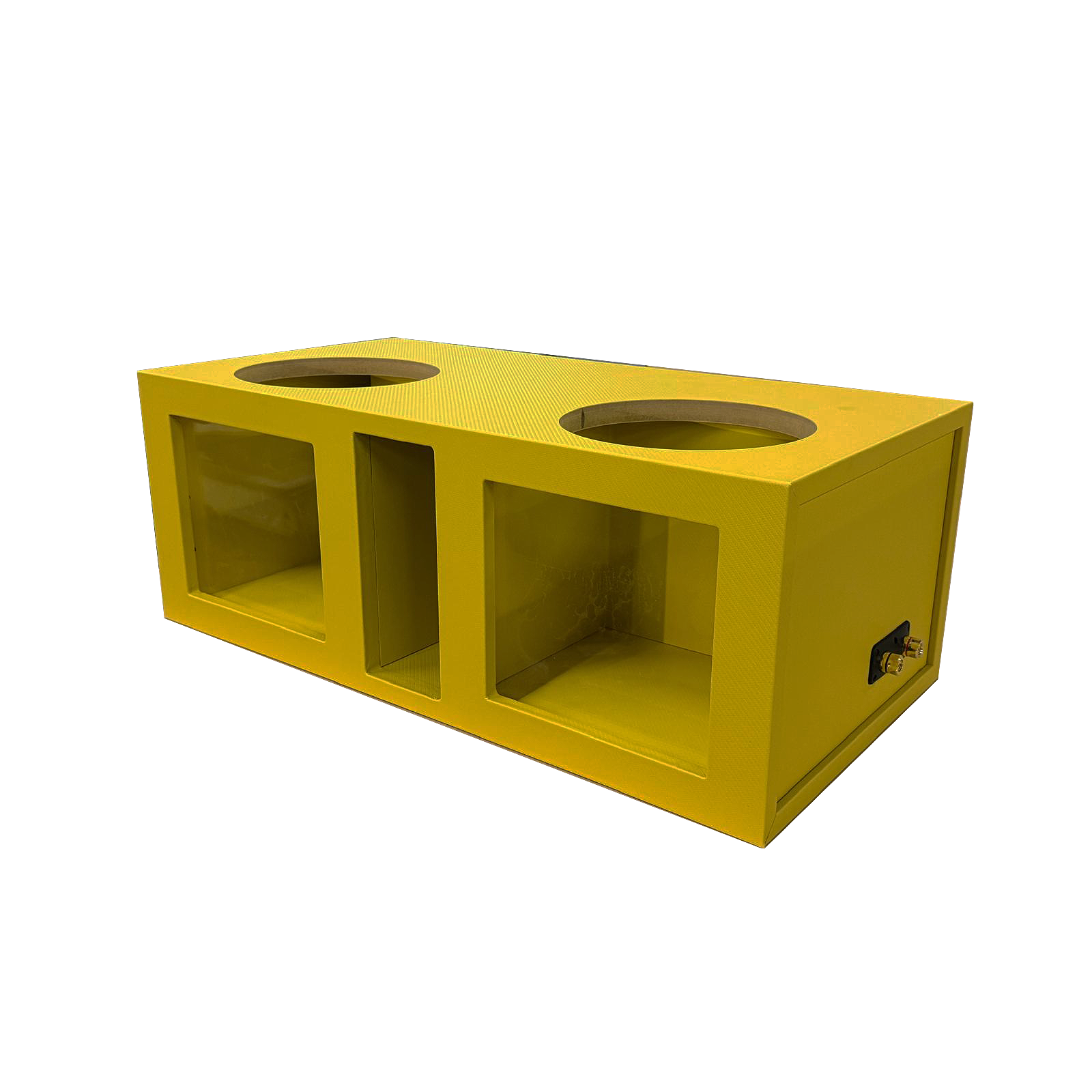12″ Up-Firing Vented Subwoofer Enclosure – 32 Hz | 1″ MDF | Yellow Carbon Fiber