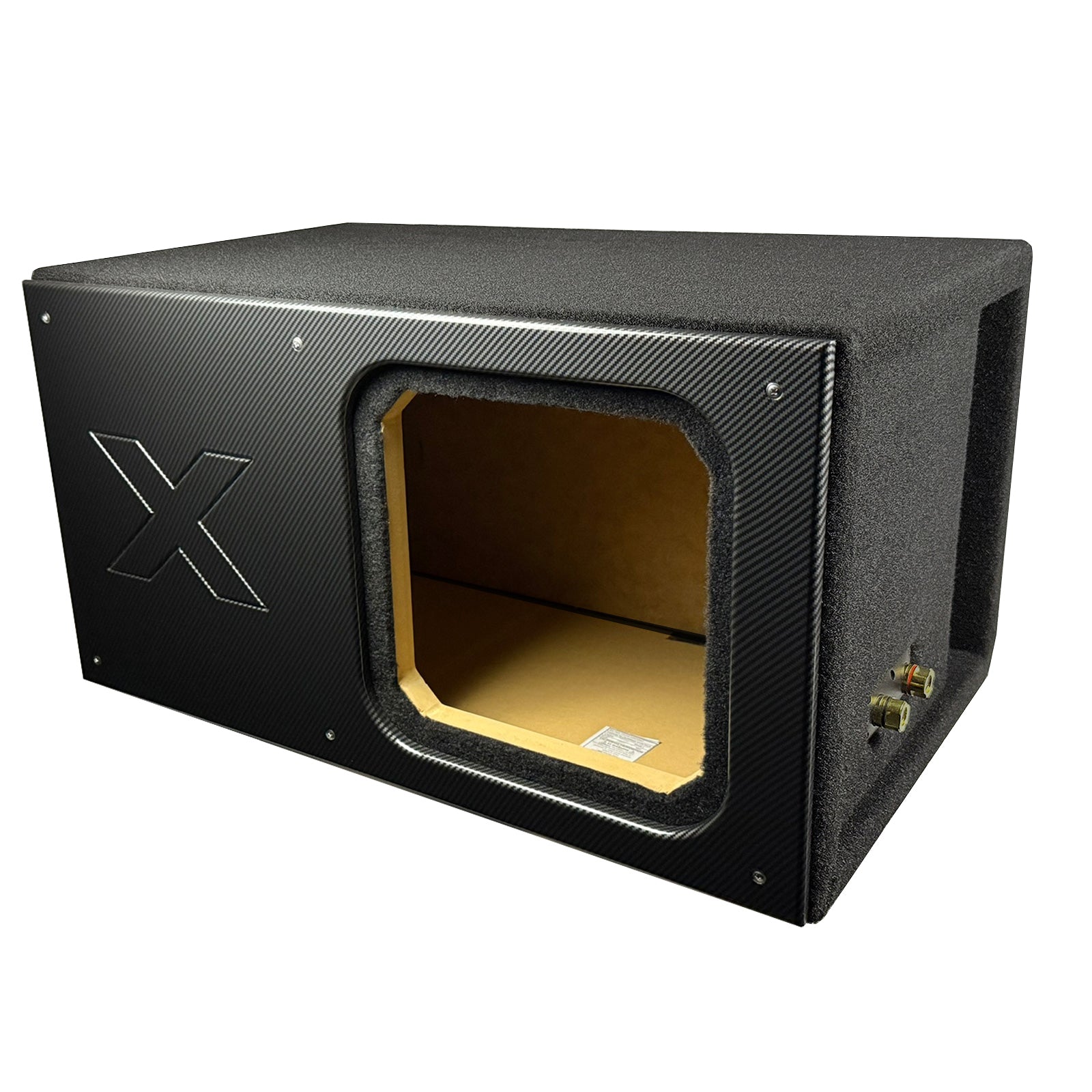 12 in Black Super Weave Pattern Kicker Solo X box-1 in- MDF All Around -Heavy Duty Terminal