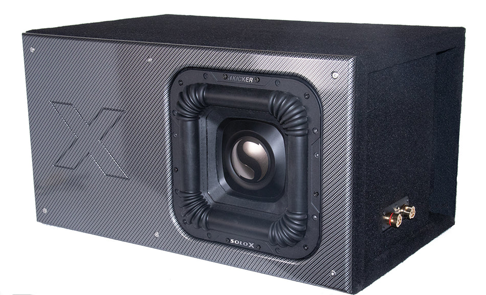 12SXK-P - 12" Kicker Solo X box-1" MDF All Around -Bracing-Custom Face-Heavy Duty Terminal
