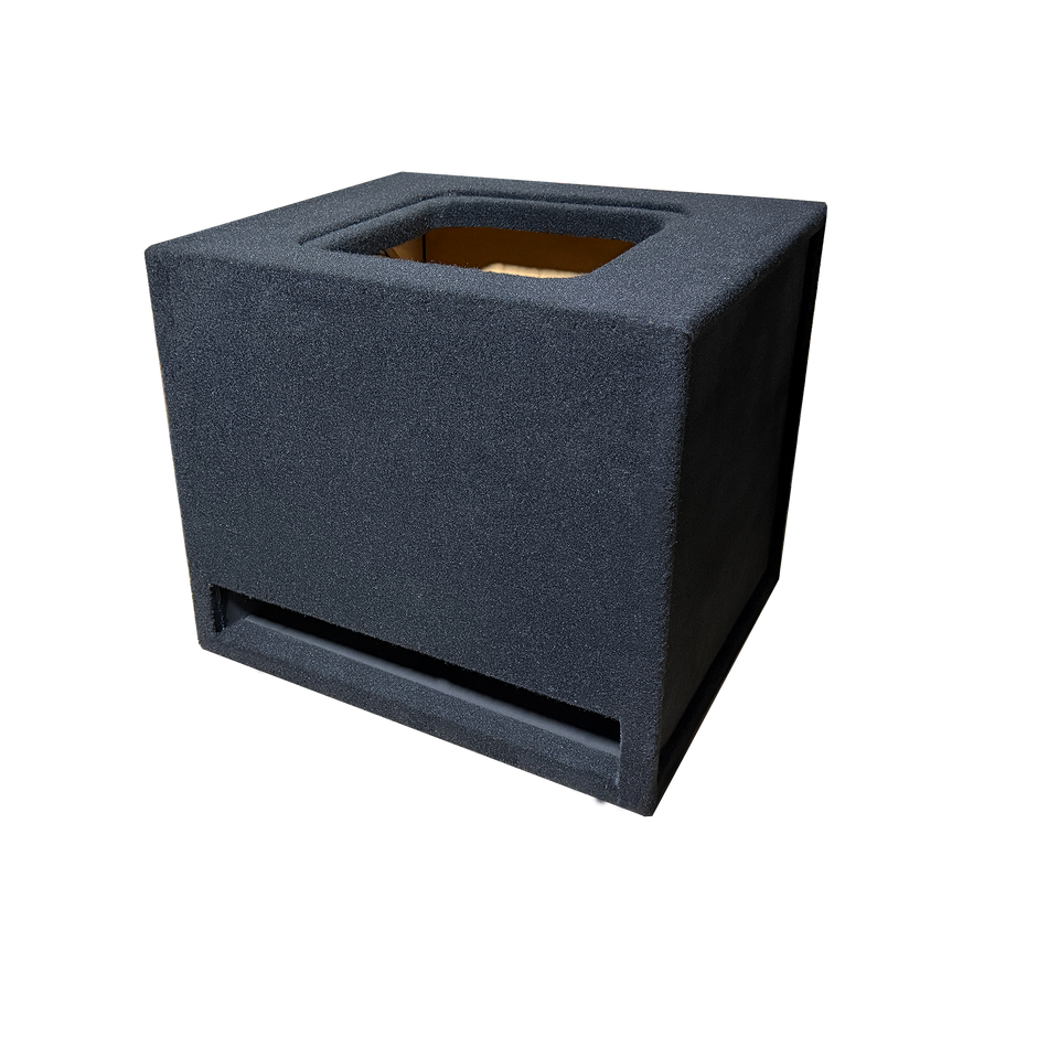 18" Kicker SoloX Subwoofer Enclosure – 7.5 cu ft Net, 28Hz Tuning, 1" MDF, 2.5" Top Baffle, Heavy-Duty Braced, Up-Fire with Front Slot Port