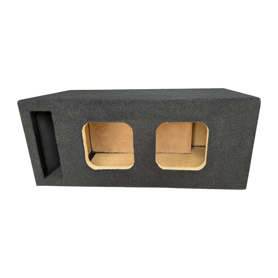 10" Dual Solo X Black Plush Carpeted Dual Vented Enclosure - All 1" with Extra Bracing - Proudly USA Built