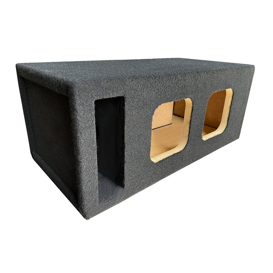 10" Dual Solo X Black Plush Carpeted Dual Vented Enclosure - All 1" with Extra Bracing - Proudly USA Built