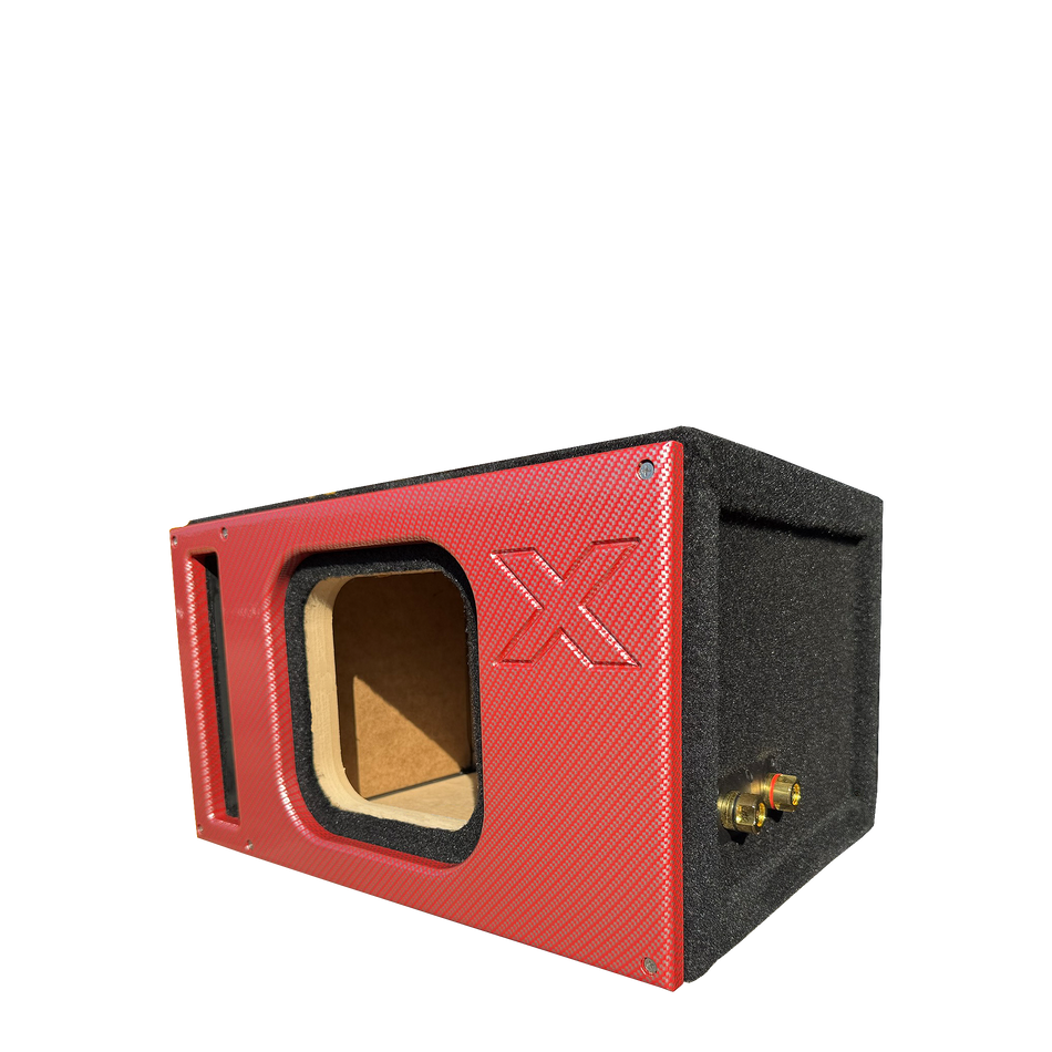 8" Single SOLO X Single Vented -Red- ALL 1" MDF, Premium Faceplate, Supreme Terminal Cup