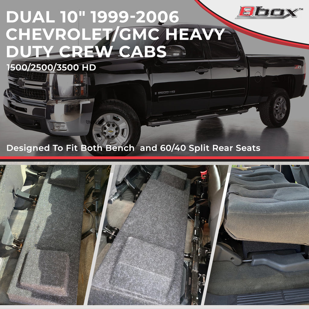 A162-10CP Dual 10" Sealed Carpeted  - Fits 1999 - 2006 Chevrolet-GMC 1500/2500/3500HD Crew Cab
