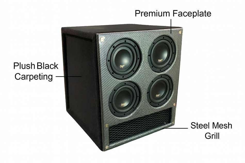 6.5" Quad Subwoofer Enclosure only- Carbon Fiber Faceplate
