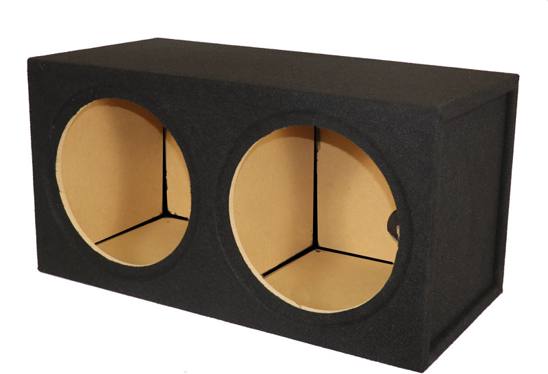 12" Dual Sealed RF Power T1 Enclosure - Plush Black Carpet & Silver Springloaded Terminal Cups - Proudly USA Built.