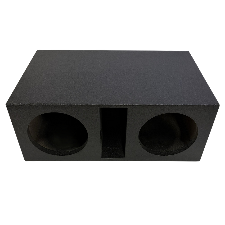 Atrend SPL-10DV Dual 10" Slot-Ported Subwoofer Enclosure, 1" MDF Face, 3/4" Body, Tuned to 35Hz, 1.25 cu ft per Sub, Bedliner Finish, Spring-Loaded Terminals