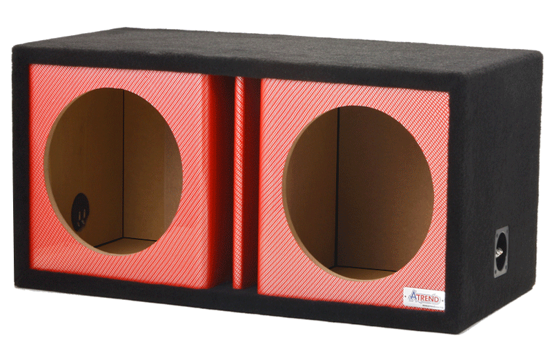 Atrend 10DVR Dual 10 in Vented Subwoofer Box - Red Carbon Fiber