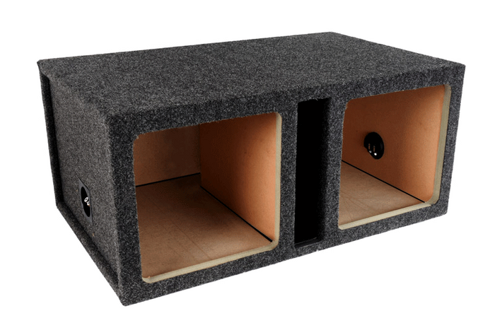 Dual 12-inch vented empty enclosure for compatible Kicker L7 subwoofers