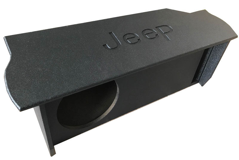 A703-12V- Single 12" Vented Subwoofer Box for Jeep Wrangler 2007-2018  Front Fire Sub Enclosure w/Amp Shelf-JK